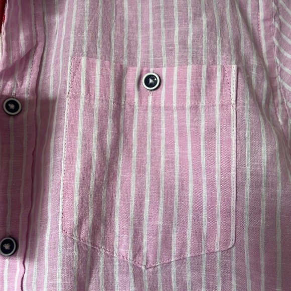 Pink striped linen/cotton blend shirt - Picture 6 of 13